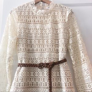 Lace midi dress in ivory